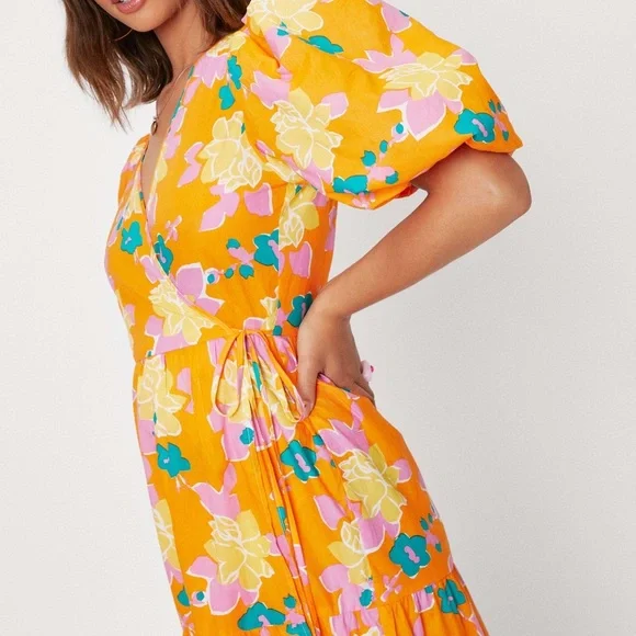Puff Sleeve Tiered Floral Maxi Dress - Picture 1 of 6